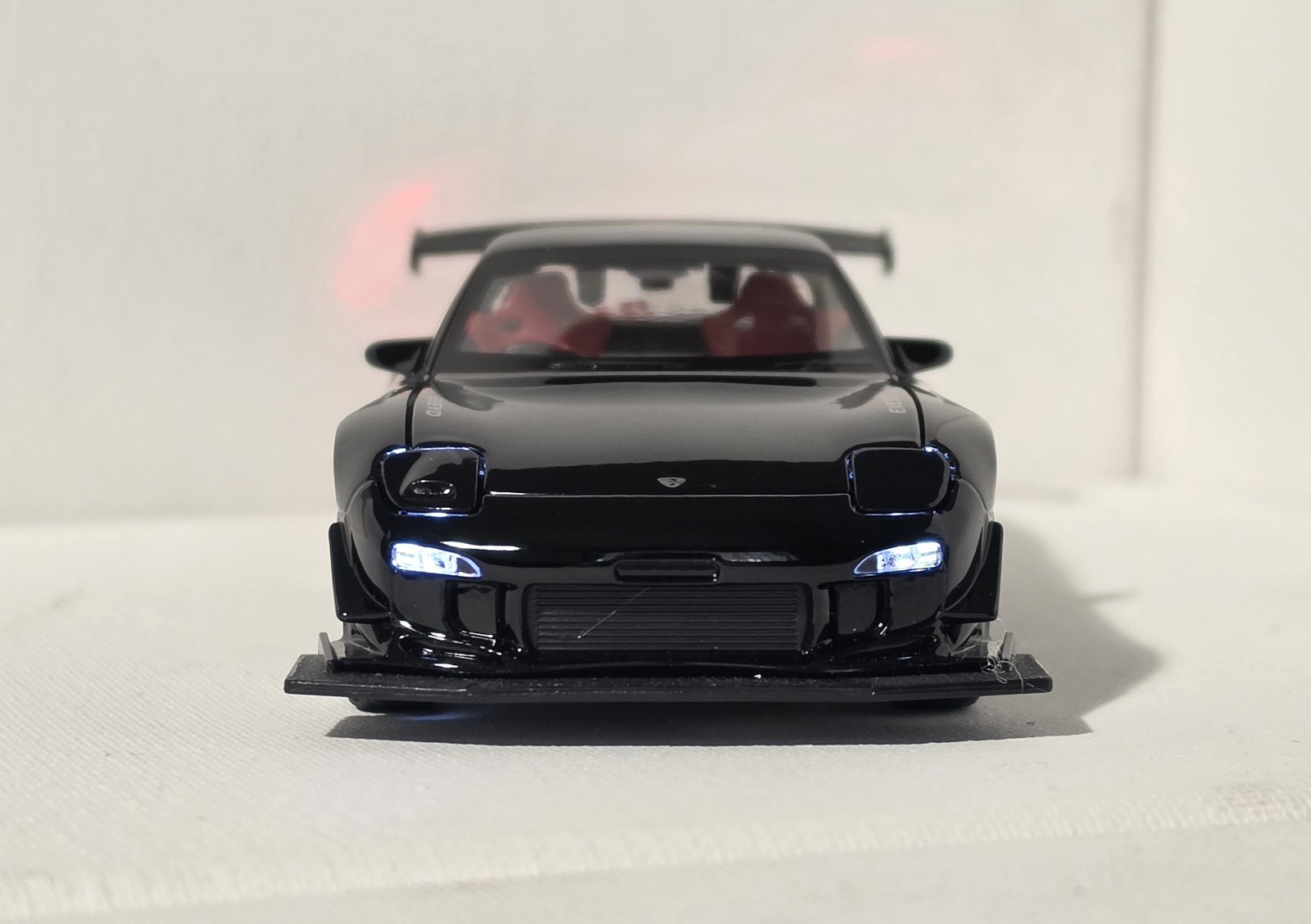 Mazda RX-7 Black Diecast Car 1:32 w/ Rear Wing Light-Up Highly Collectible