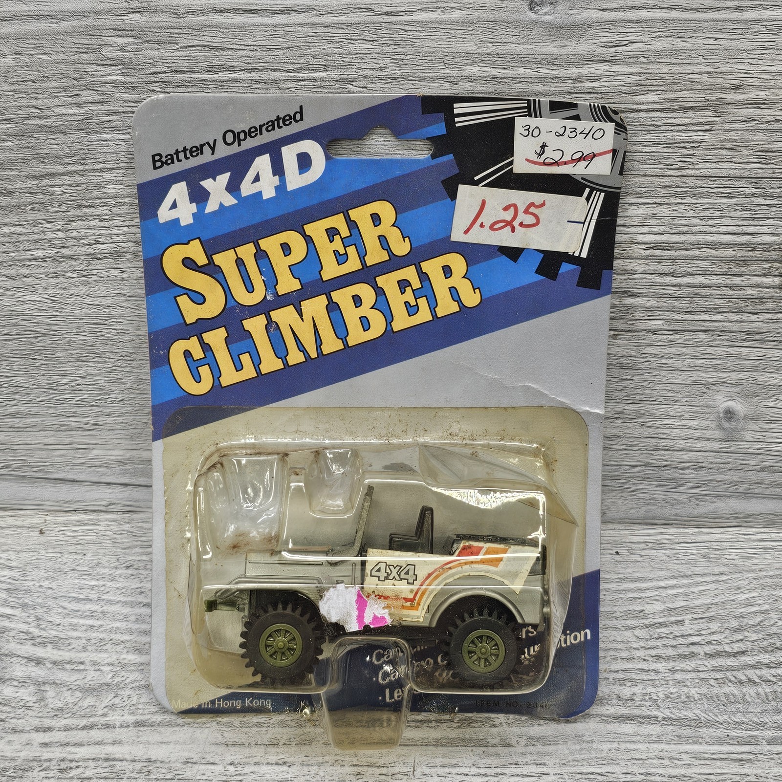 Vintage Battery Operated 4X4D Super Climber Jeep Toy Vehicle Hong Kong NIP