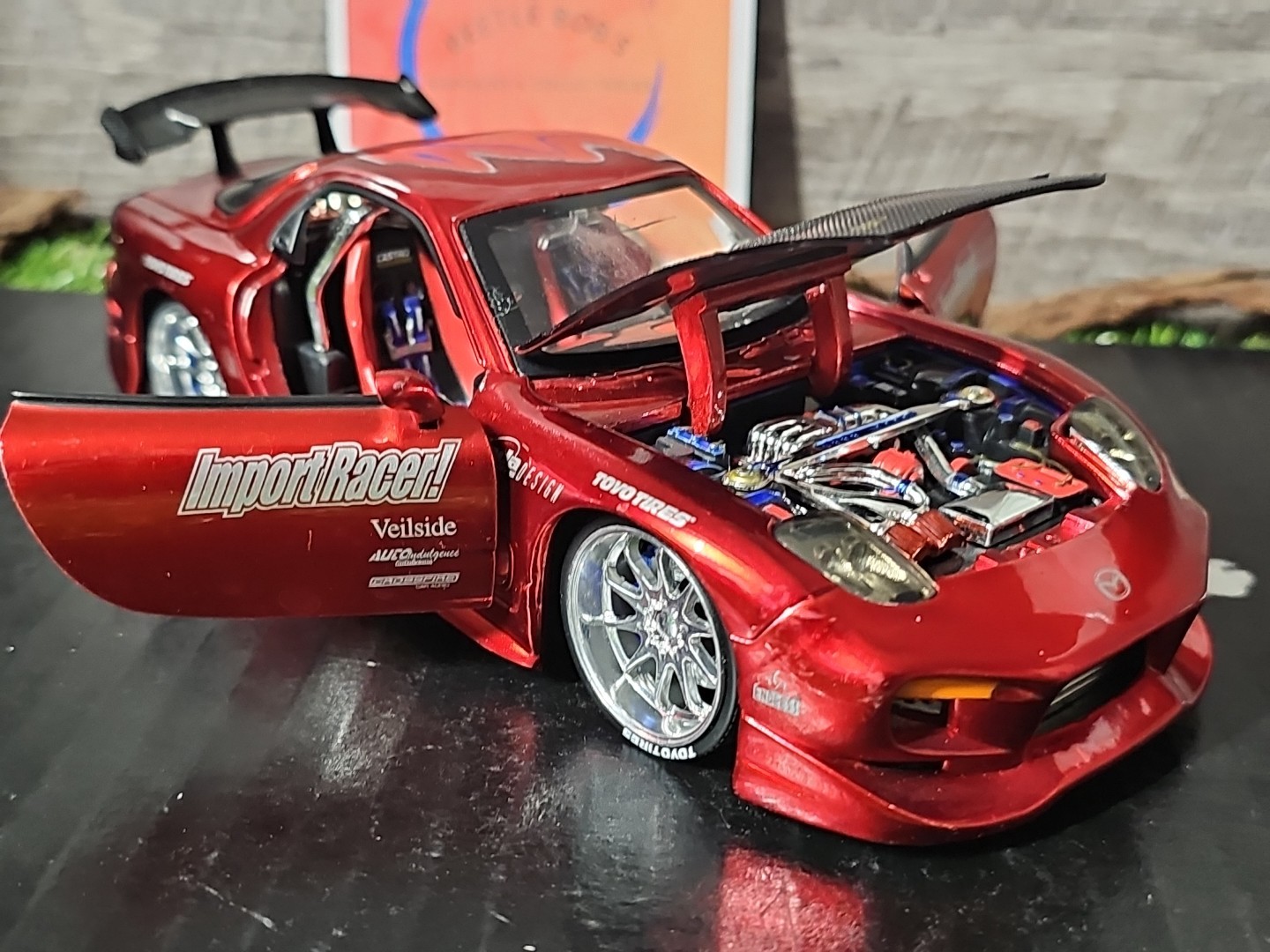 Jada Import Racer Rare Red Mazda RX-7 1:24 Scale Diecast Car NO BOX
