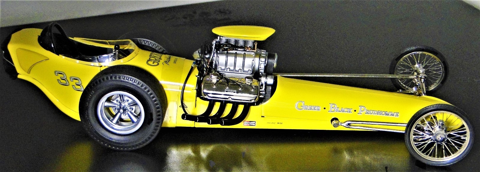 Dragster Race Car Classic Custom Hot Rod Racer Promo Model Drag Carousel Yel1 18