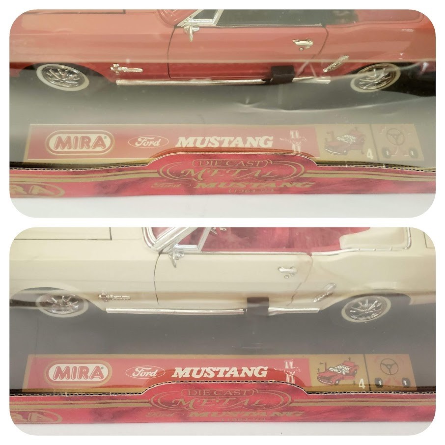 MIRA Golden Line 1:18 Die Cast 1964 ½ Ford Mustang Red Coupe White Convertible 2
