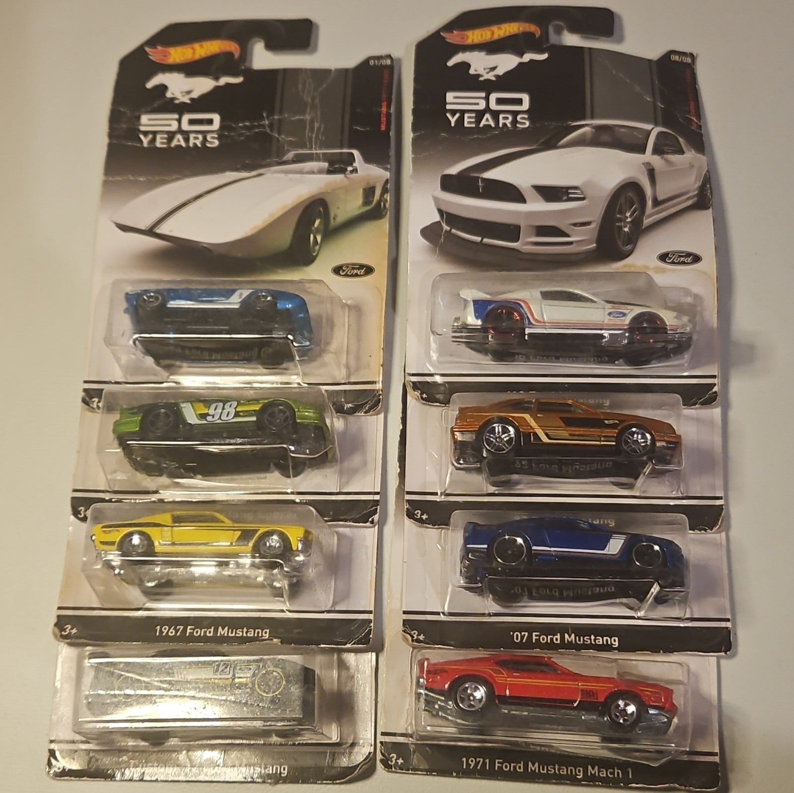 Hot Wheels 50 Years of Mustang Set of 8 SEALED (Damaged Cards)