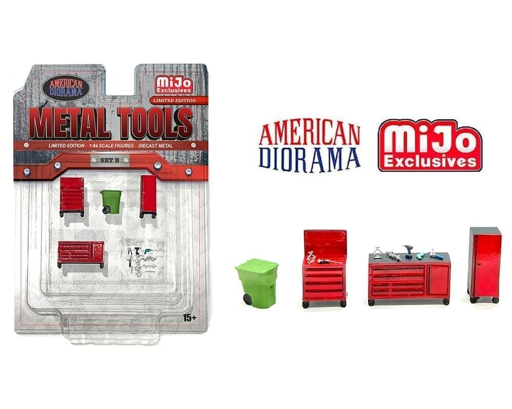 AMERICAN DIORAMA DIECAST METAL TOOLS 1/64 AD-2411 SET B