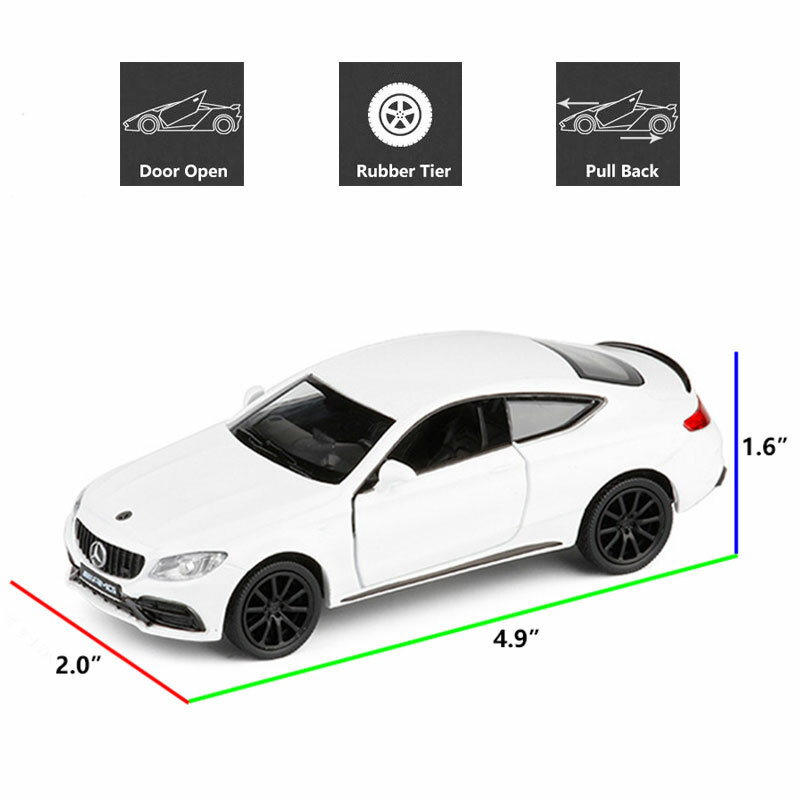 Mercedes-Benz C63S AMG Coupe 1/36 Model Car Diecast Toy Vehicle Collection White
