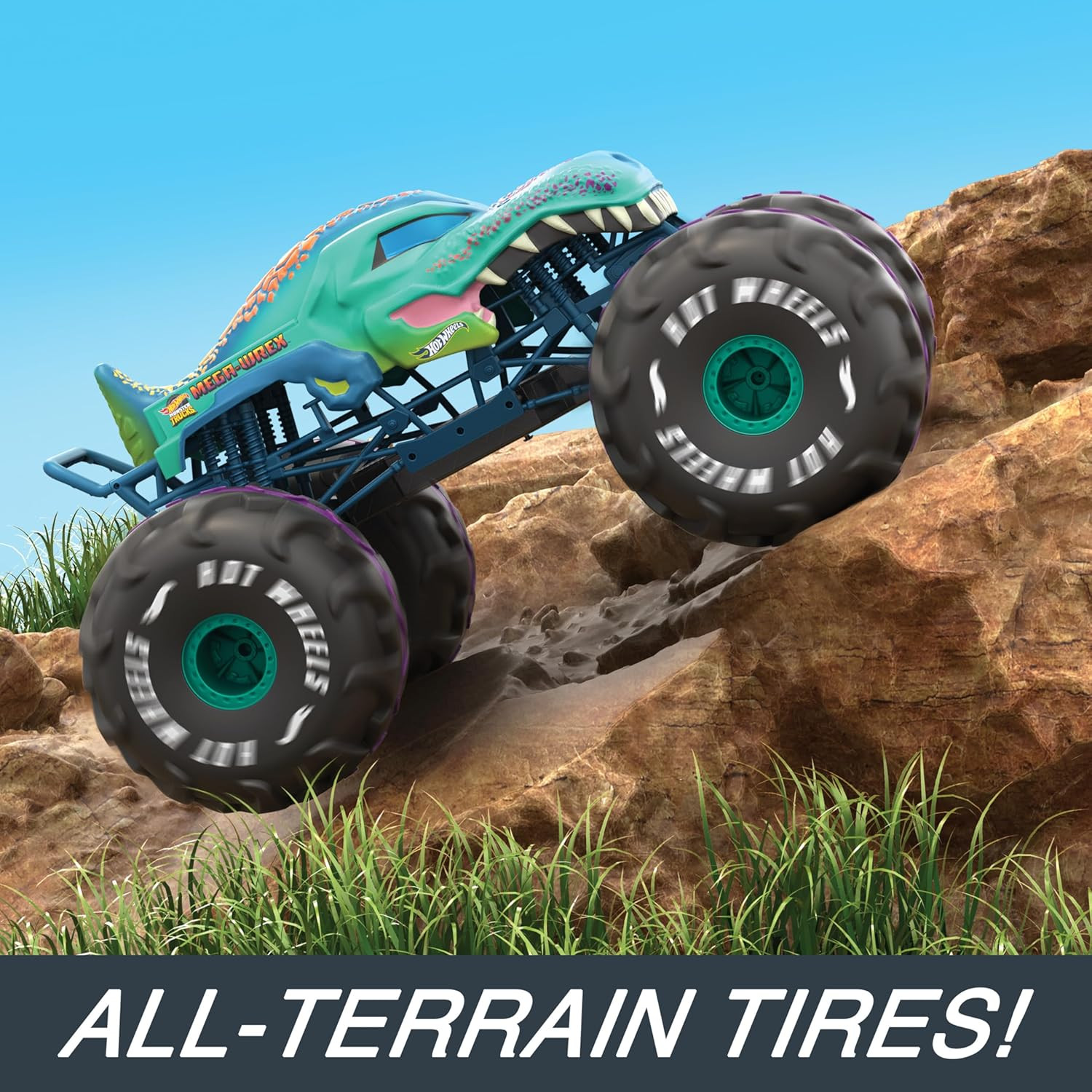 Hot Wheels RC Monster Trucks Mega-Wrex in 1:6Th Scale, Extra Large Remote-Contro