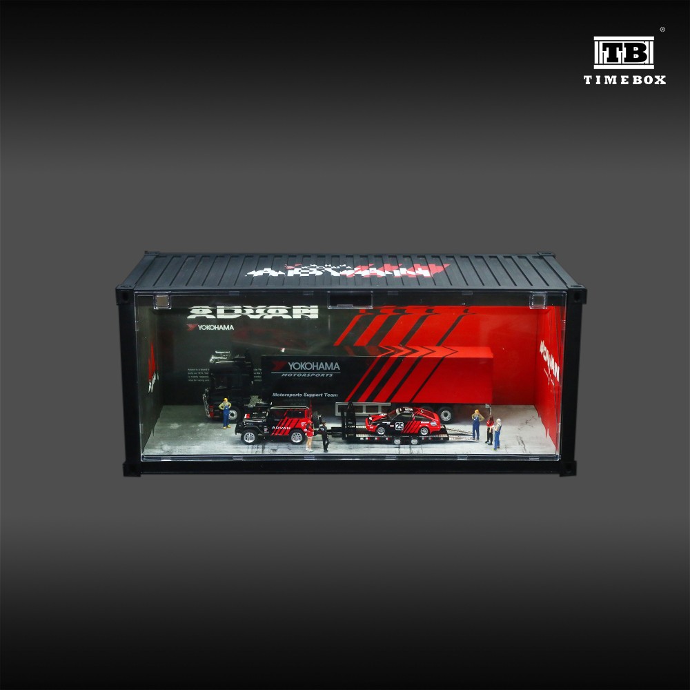 1/64 Diorama Diecast Model LED Garage Container Street Buildings Display Case