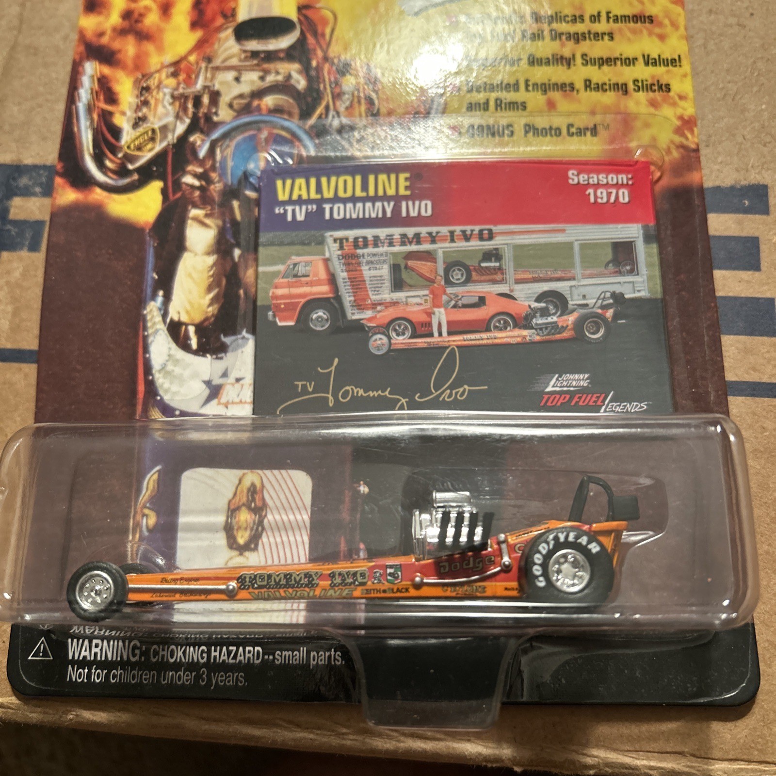 1998 JOHNNY LIGHTNING TOP FUEL LEGENDS VALVOLINE “TV” TOMMY IVO 472-01 NOS 🔥