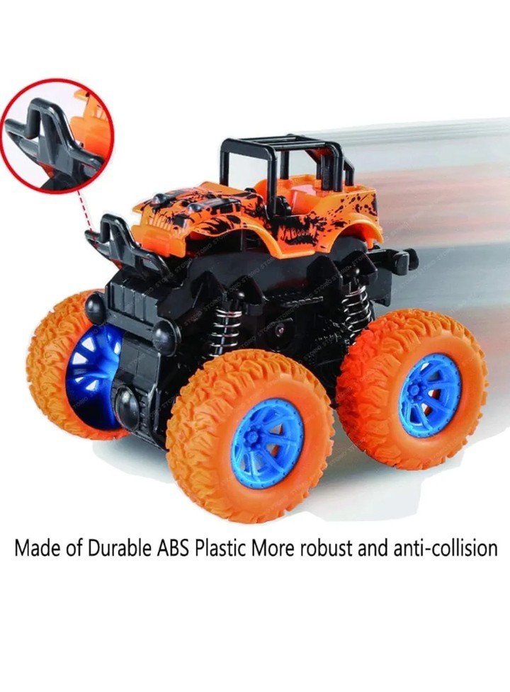 Storio Pack of 4 4×4 Friction Powered Mini Monster Trucks for Boys 3-7 Years 