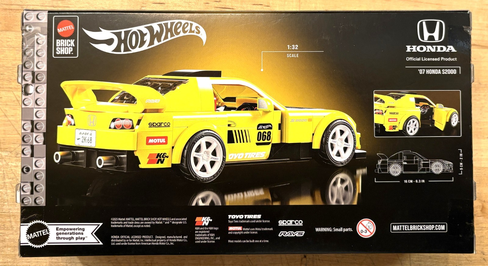 NEW! HOT WHEELS Mattel Brick Shop Yellow ’07 Honda S2000 CR Unopened MINT 1:64