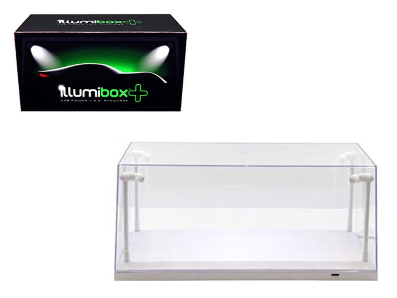 Collectible Display Show Case with LED Lights for 1/18 1/24 Models with White Ba