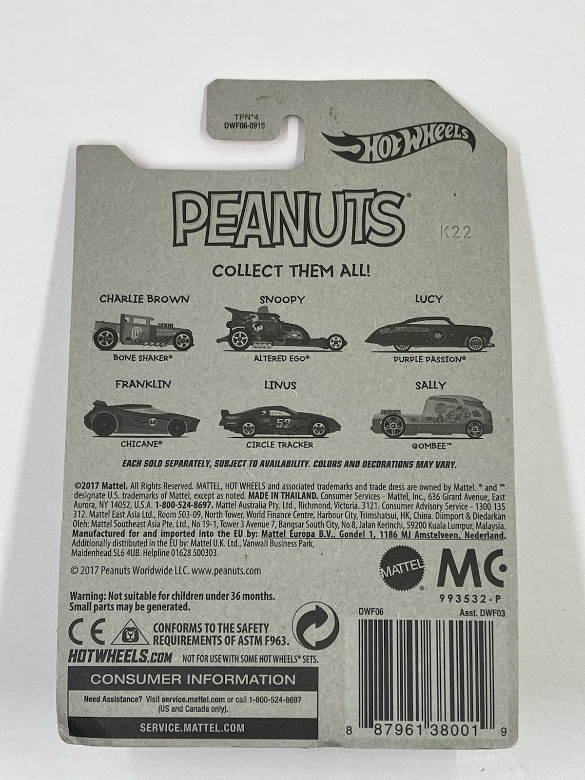 Hot Wheels – Peanuts – Complete Set of 6