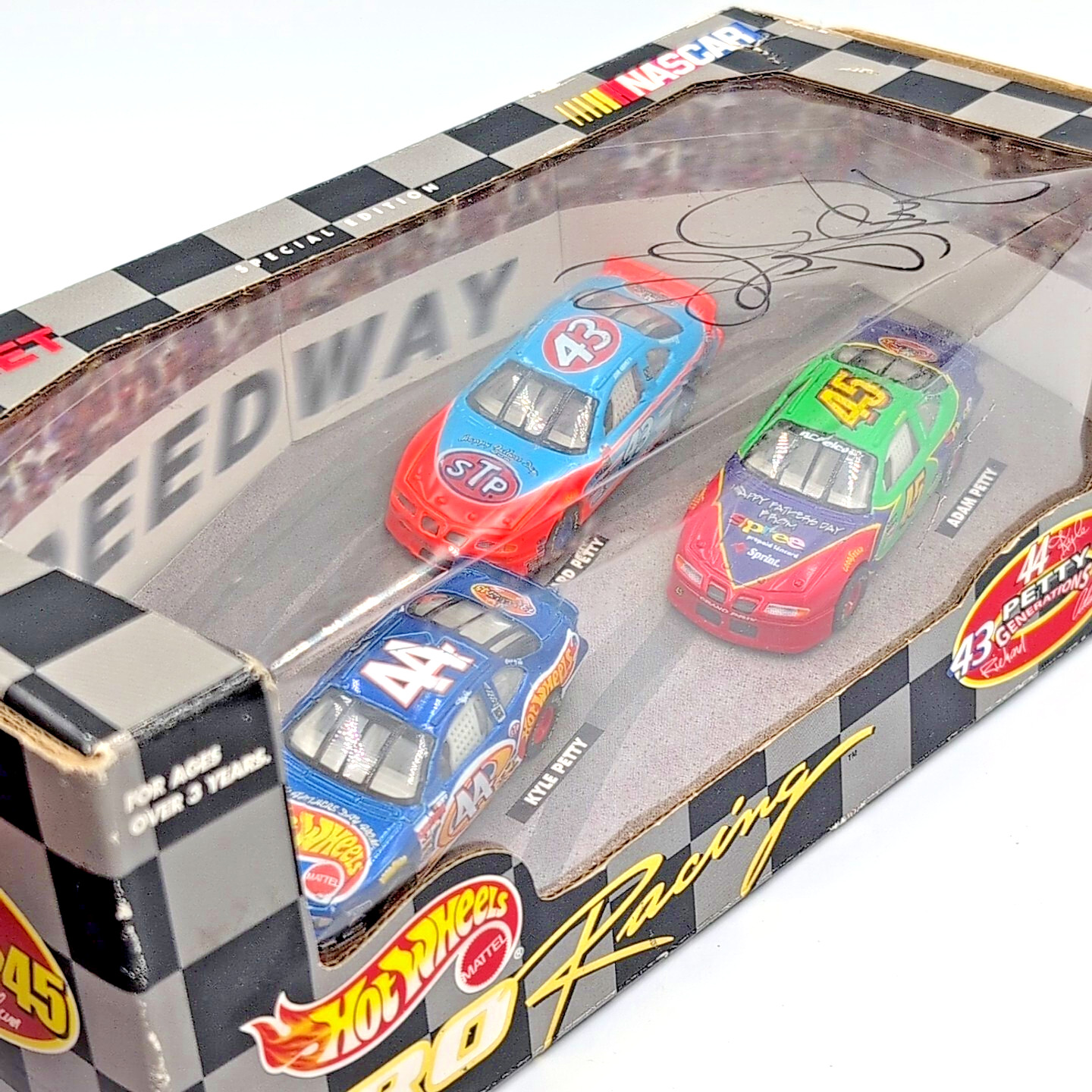 Autographed 1998 Hot Wheels Petty Generations 3 Car Set Richard, Kyle, & Adam