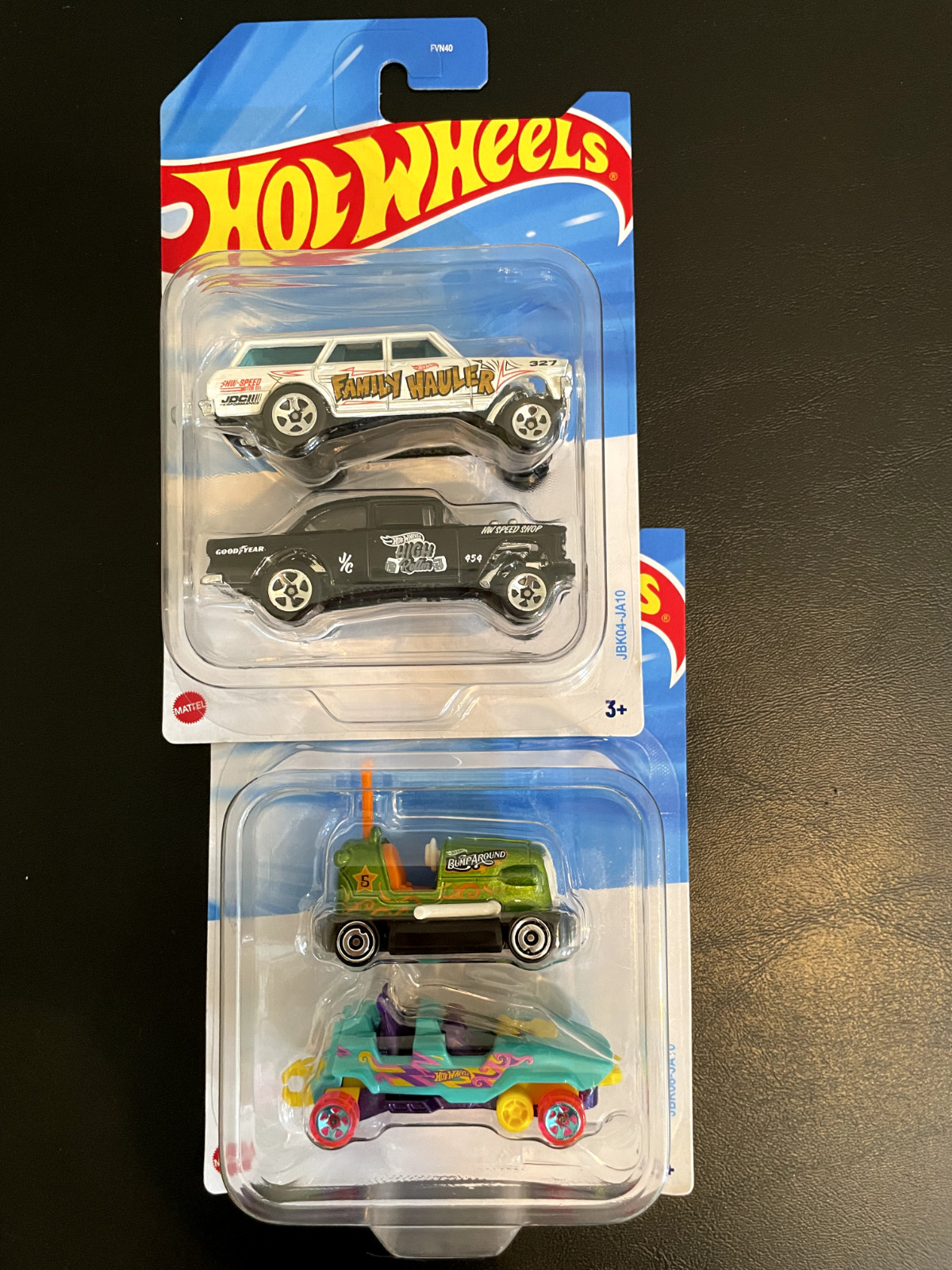 2 Hot Wheels 2 Packs, New, Unopened, Gassers, Bumber Car & Roller Coaster-Mint