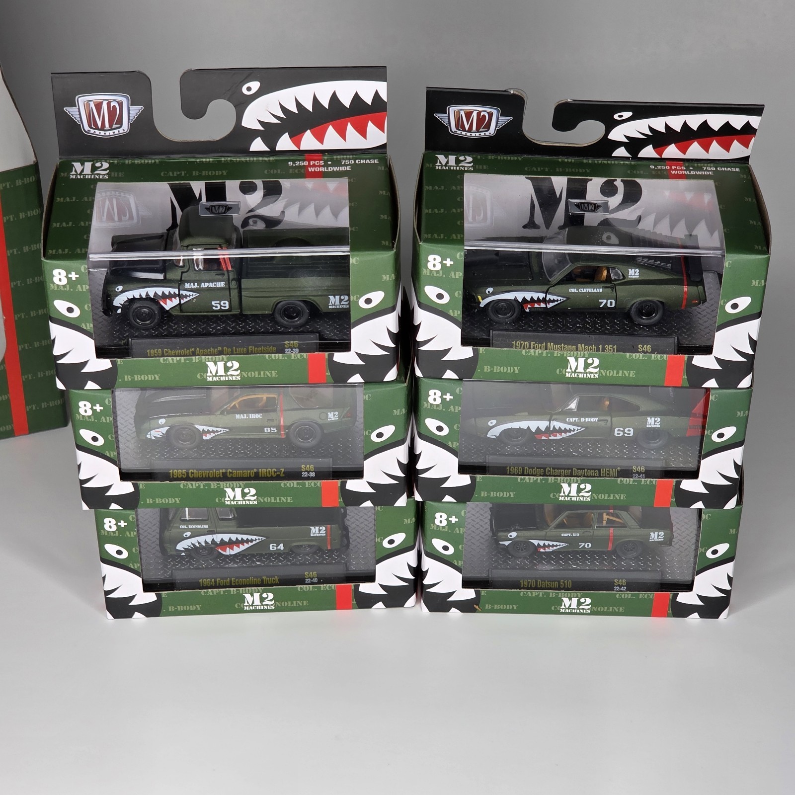 M2 Machines Military Tiger Shark Set of 6 IN FACTORY SLEEVE Very RARE 1/64 New
