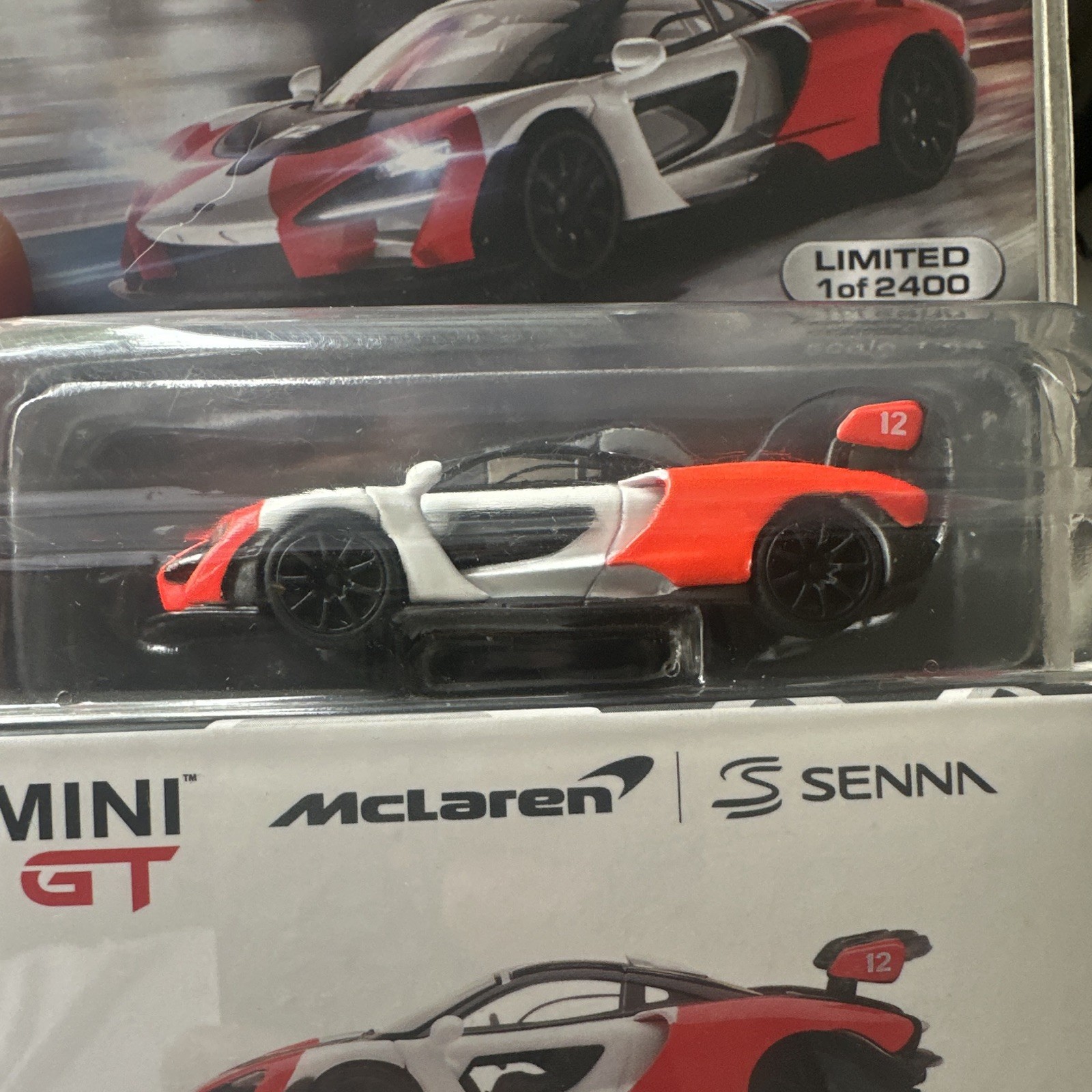 TSM Model Mini GT McLaren Senna 1:64 Diecast White/Red/Black Unopened