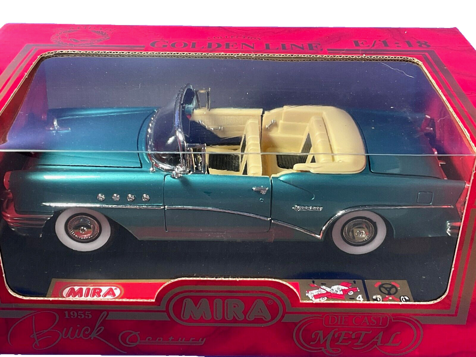 Mira, Golden Line Collection, 1955 Buick Century Convertible Car, 1:18, NIB
