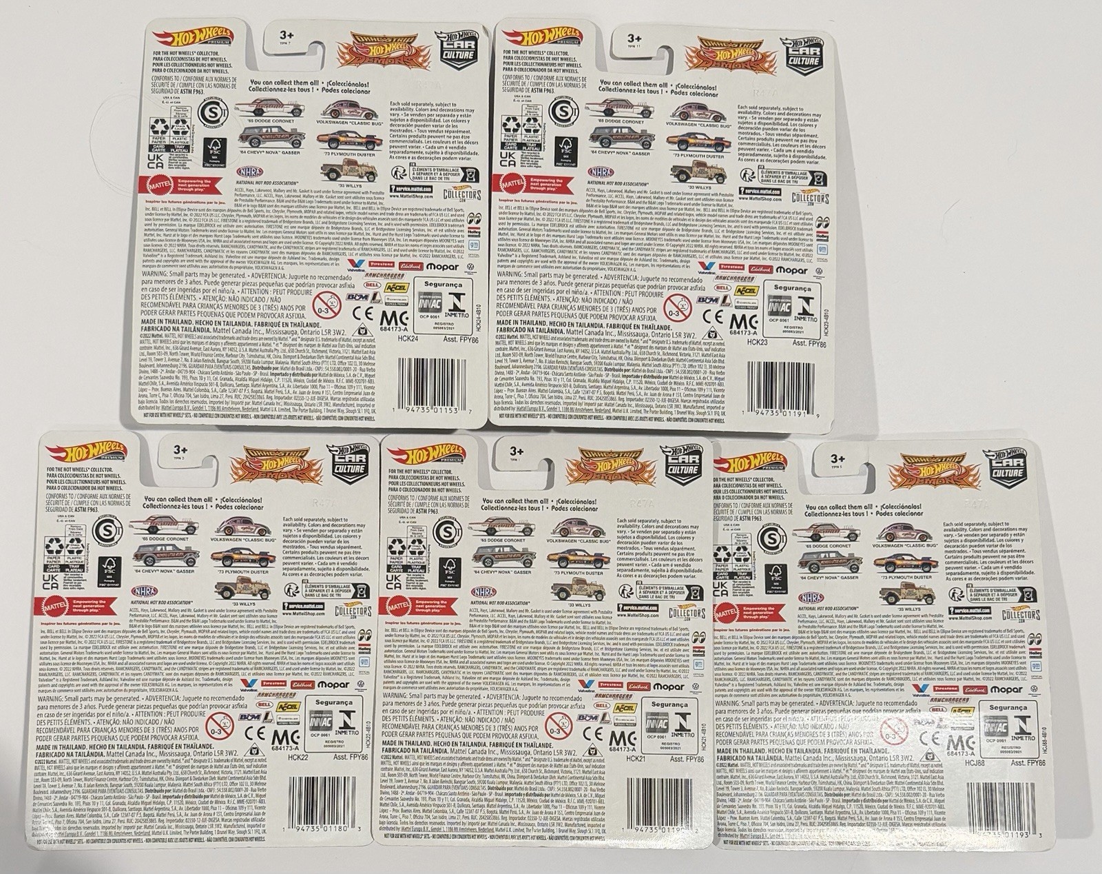 2023 Hot Wheels Premium Car Culture Drag Strip Demons Complete Set Of (5)-New