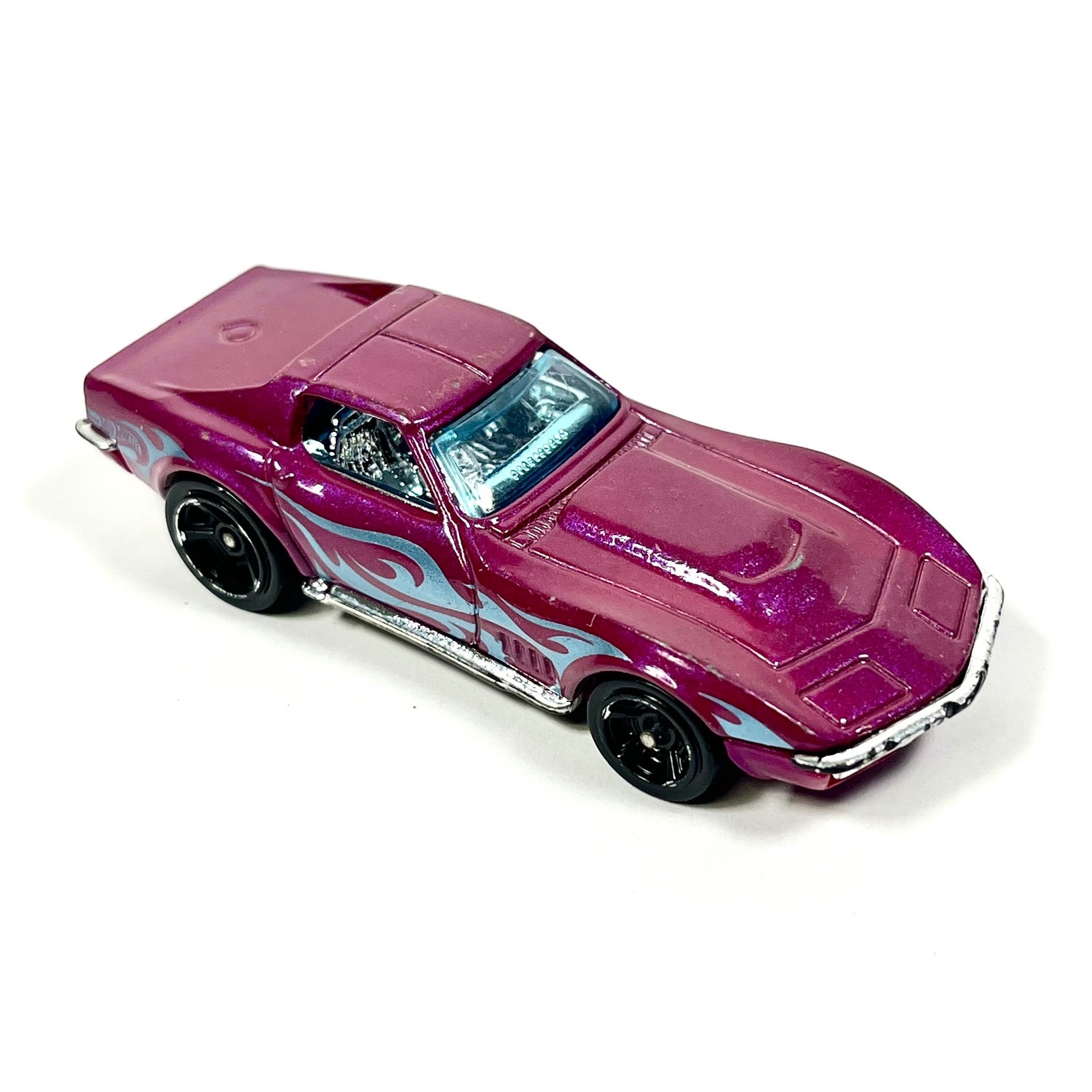 Hot Wheels 69 Corvette Pearl Purple Blue Flames HW Workshop Heat Fleet Loose