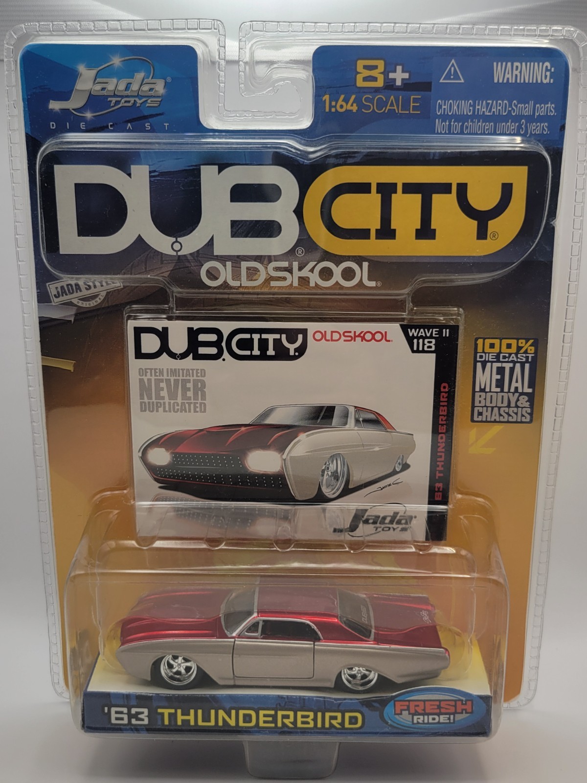 Jada 63 1963 Ford Thunderbird T-Bird Dub City Old Skool Rick Dore Car Red/Champa