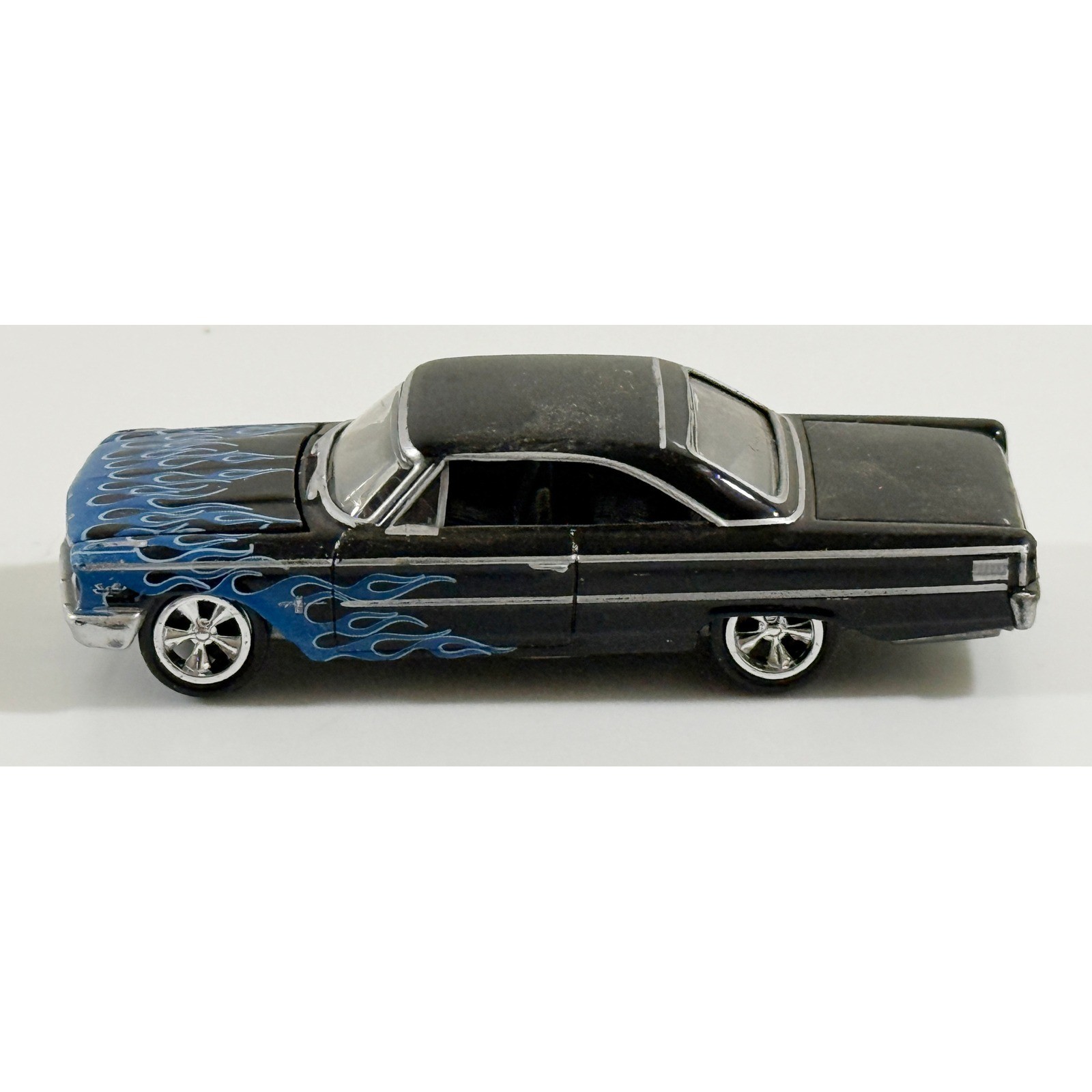 Ford Galaxie 500 Diecast Car Kids 1:64 Black Blue Flames Opening Hood Hot Wheels
