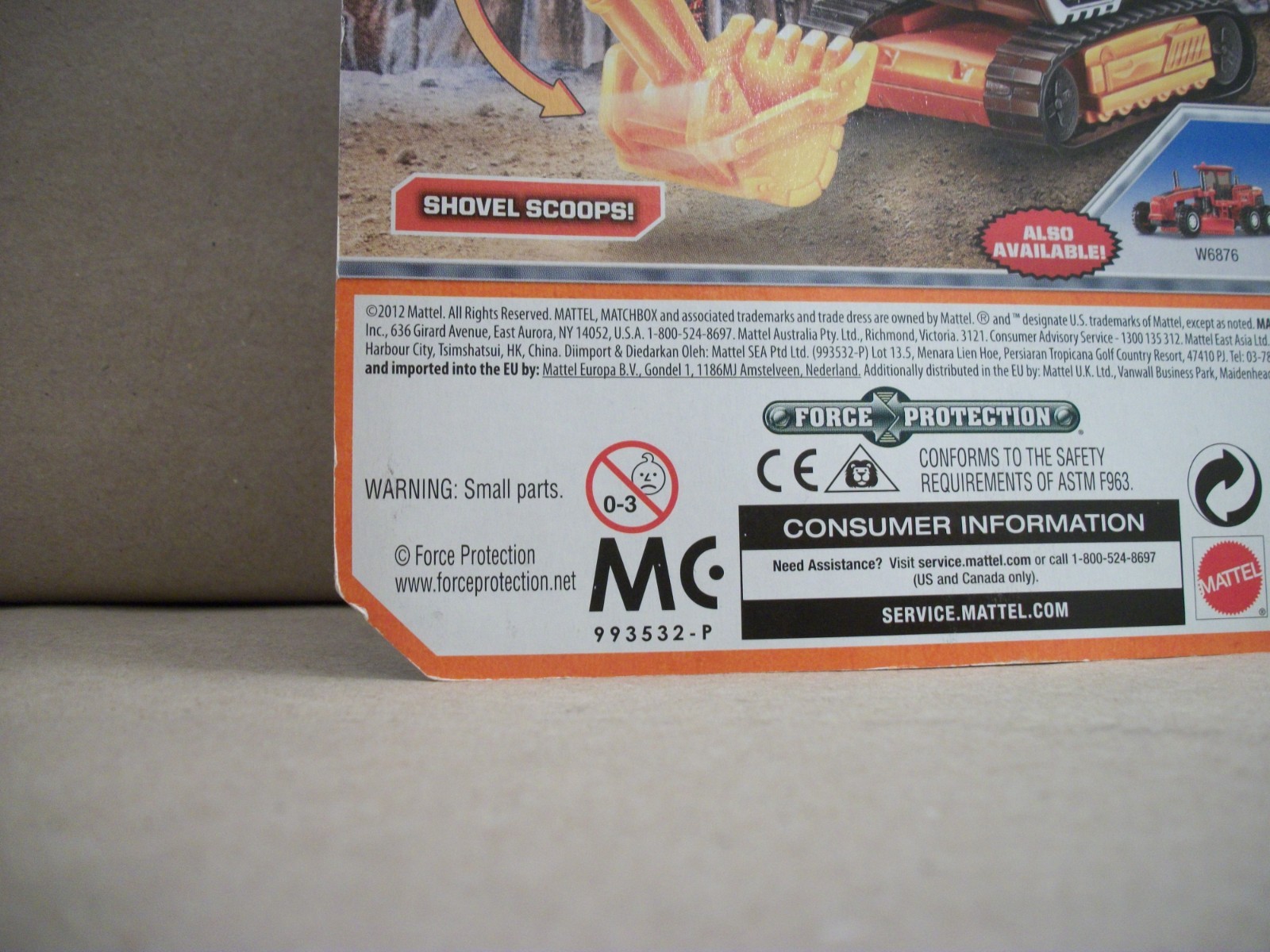 New 2012 Mattel Matchbox Real Working Parts MBX Excavator W6875