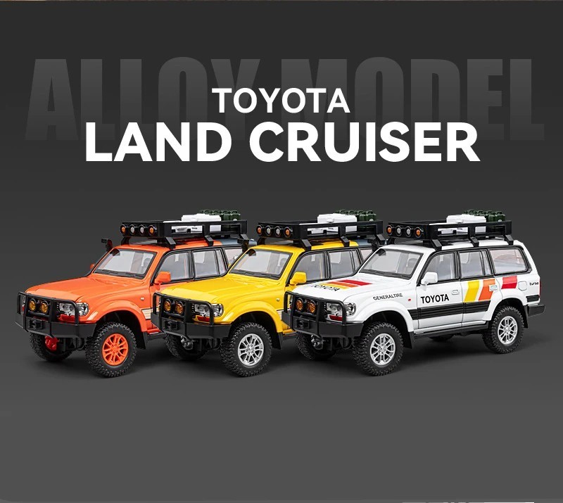 1:24 Toyota Land Cruiser LC80 Car Model Alloy Diecast Vehicle Gift Sound Light
