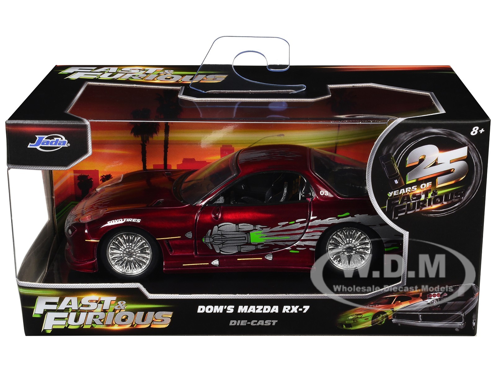 DOM’S MAZDA RX-7 CANDY RED “FAST & FURIOUS 25 YEARS” 1/32 CAR BY JADA 35400