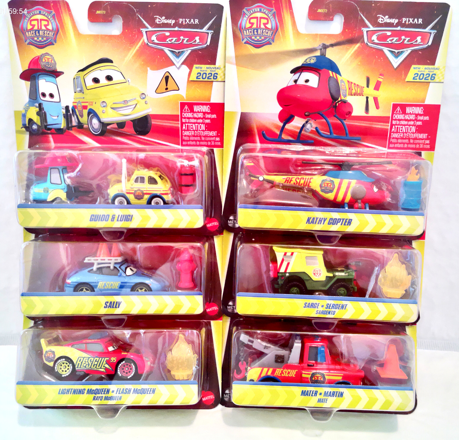 6 Disney Pixar Cars Race & Rescue Kathy Sarge Mater Sally Guido & Luigi McQueen