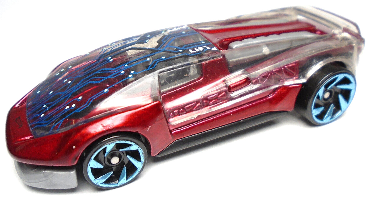 2016 HOT WHEELS EL VIENTO RED 2 7/8″ DIECAST CAR W/ CLEAR & BLUE REMOVABLE TOP