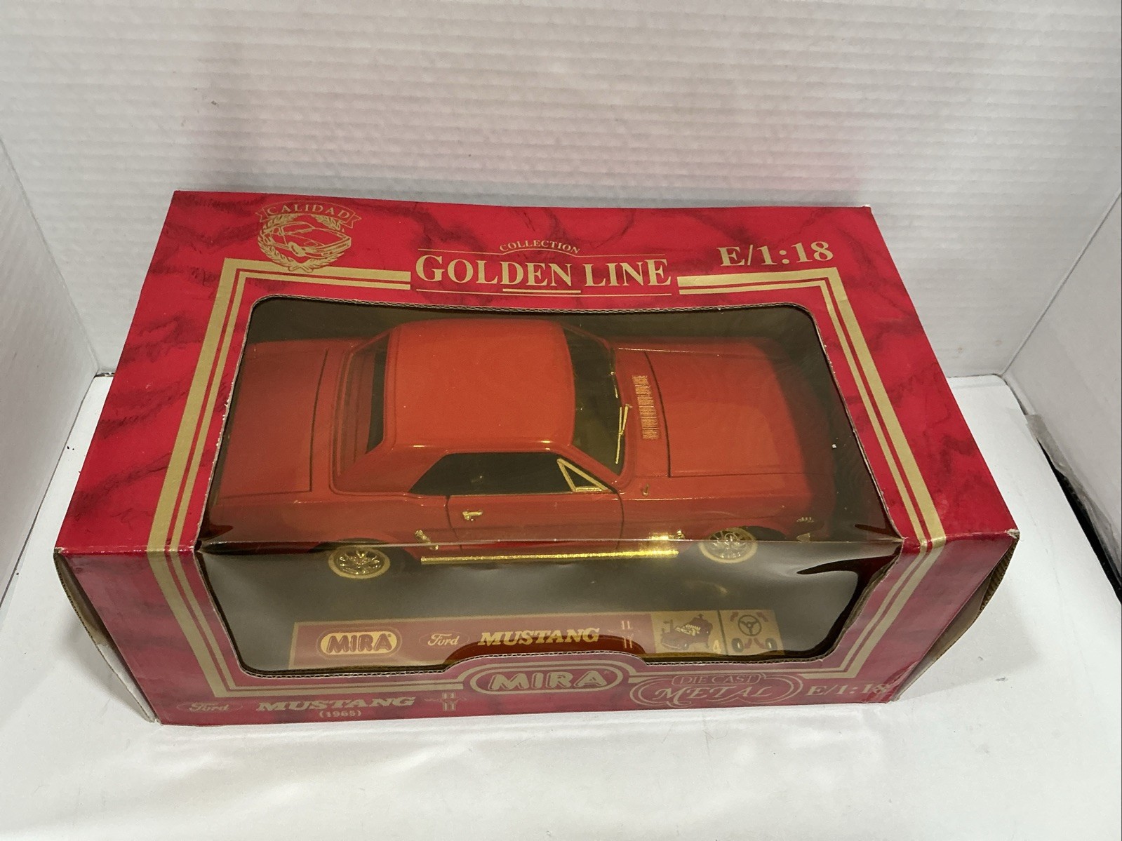 MIRA GOLDEN LINE 1965 Ford Mustang ~ Red Hard Top 1:18 Die Cast Car