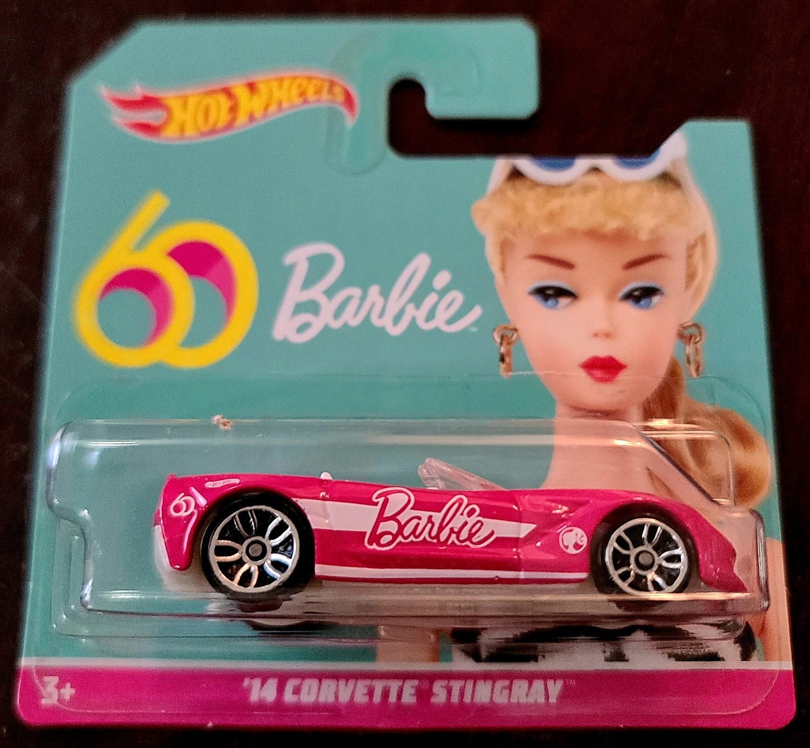Hot Wheels 2019 60 Years Barbie ’14 Corvette Stingray Pink Short Card (Lot of 2)