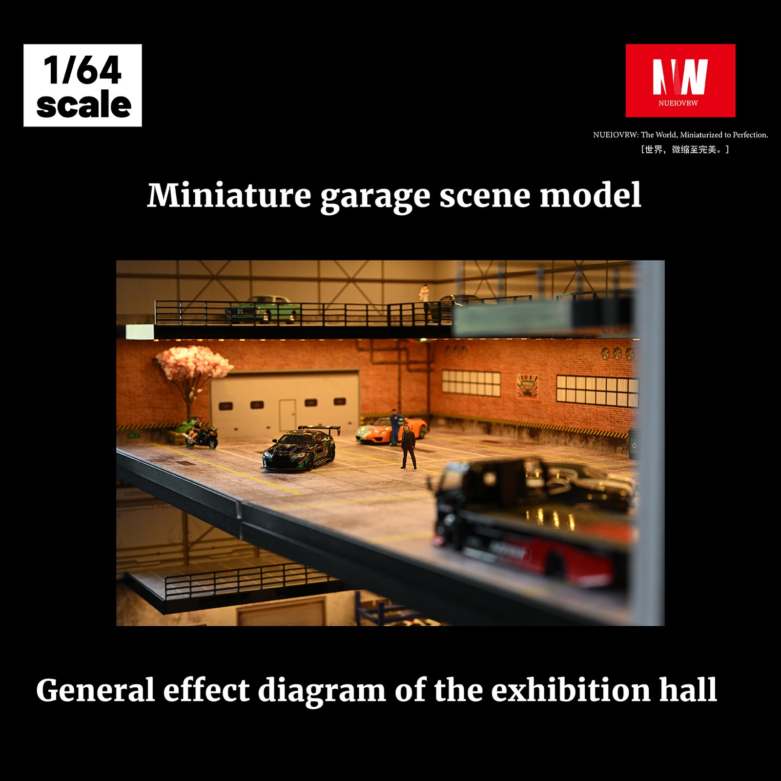 Diorama 1:64 Car Garage Model LED Lighting Street View Building Scene Model
