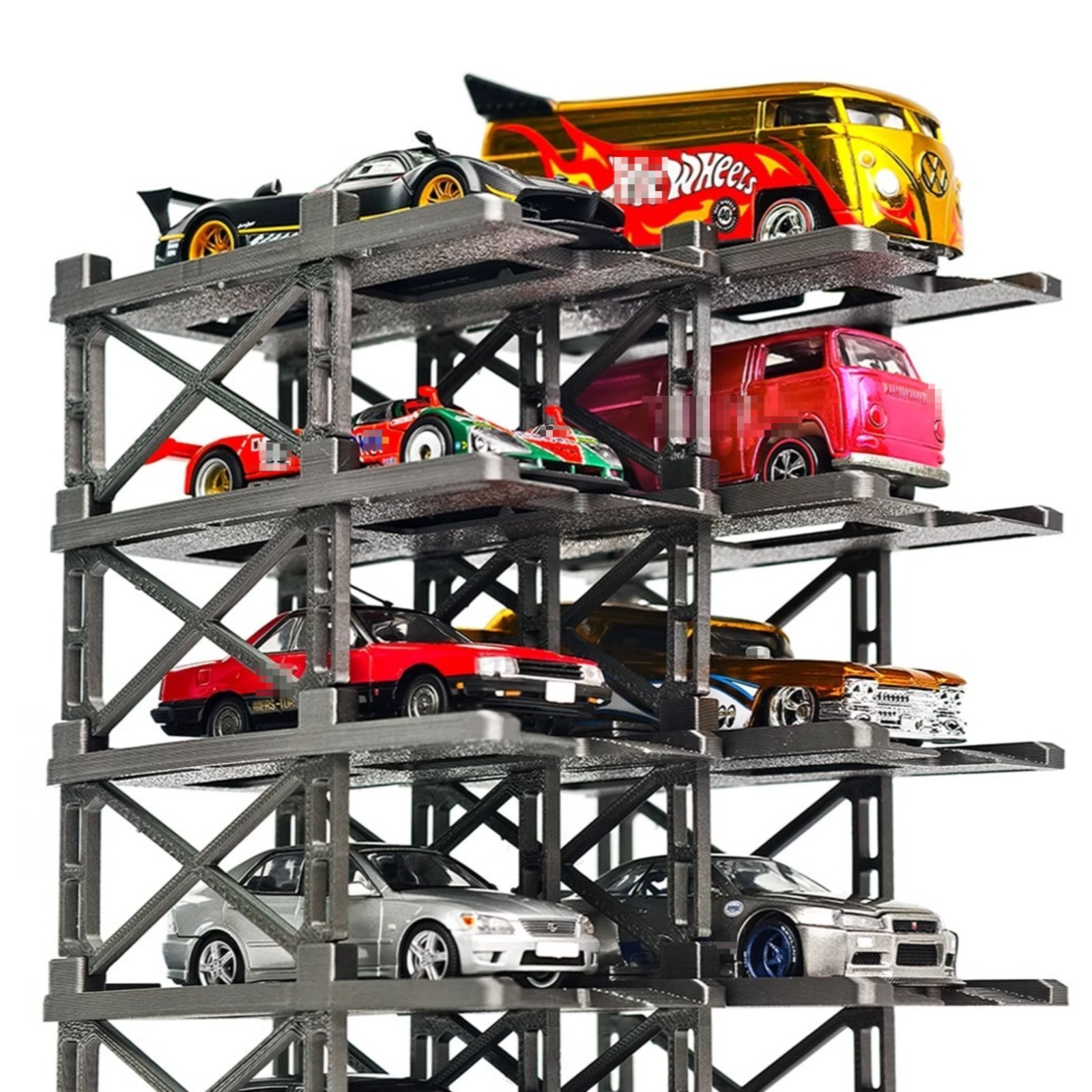 US Diorama 1/64 Parking Rack Model Set Garage Magnetic Acrylic Display Case Gift