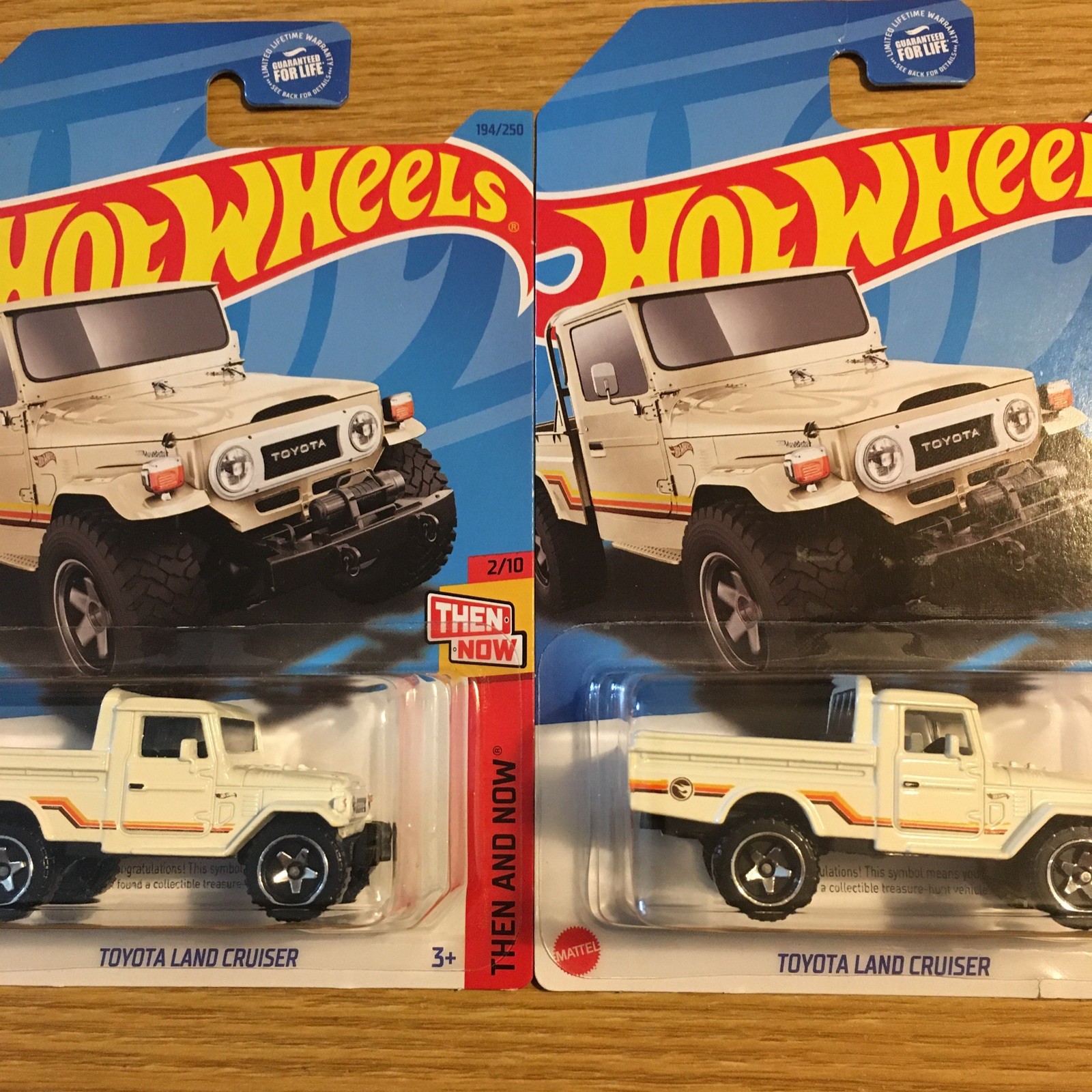 HOT WHEELS 2023 #194 THEN & NOW TOYOTA LAND CRUISER WHITE TREASURE HUNT TH 2 Pcs