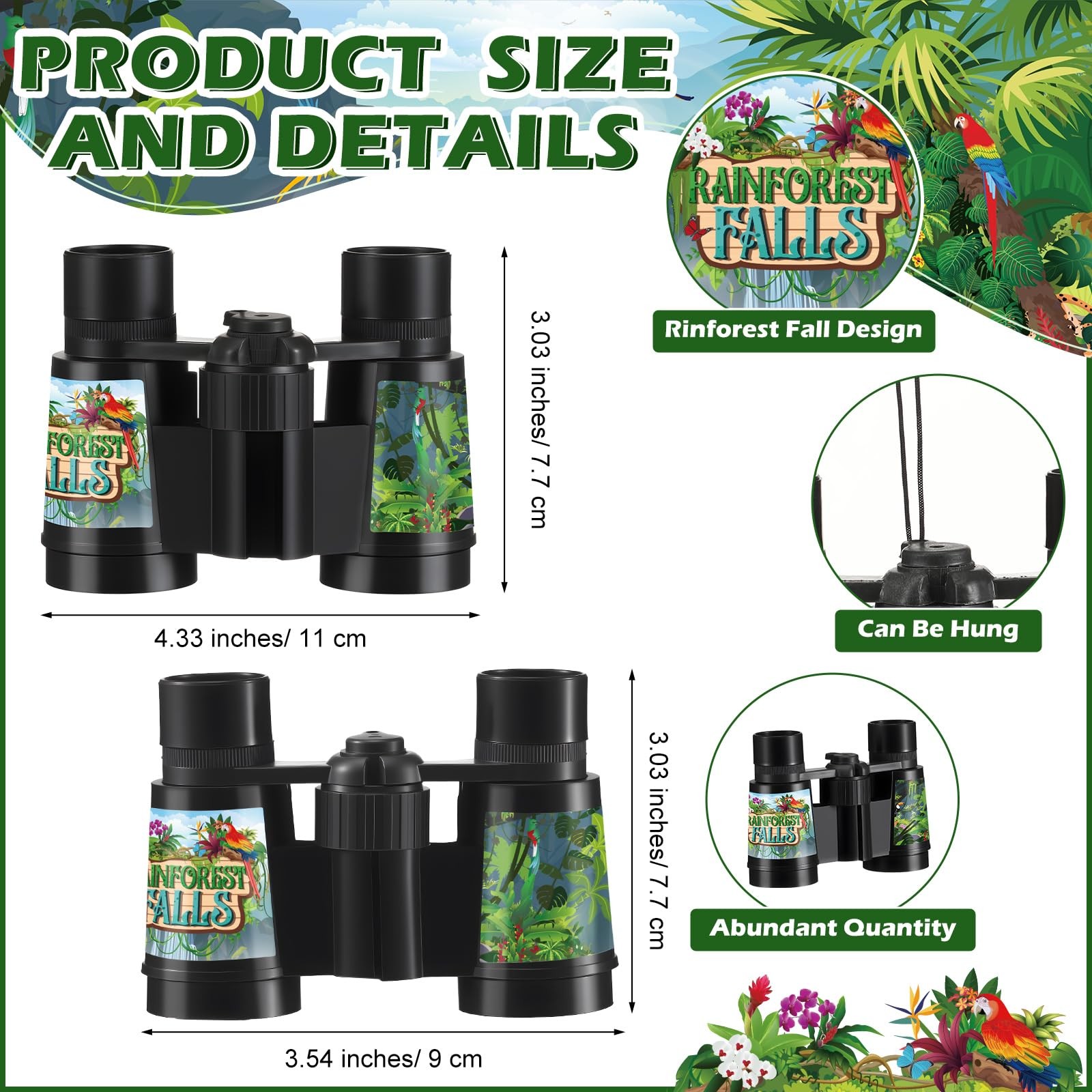 20 Pack Binoculars for VBS Binoculars with Neck String 2026 Rainforest Falls …