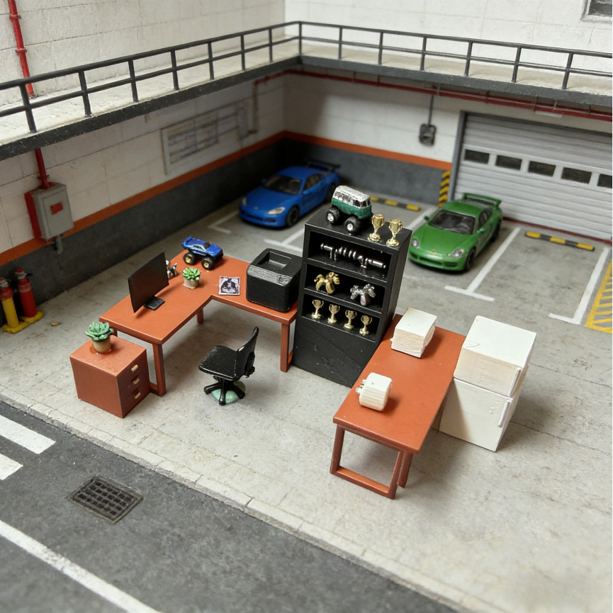US Diorama 1/64 Car Garage Model Repair Workshop Tuning Scene Tools Accessories