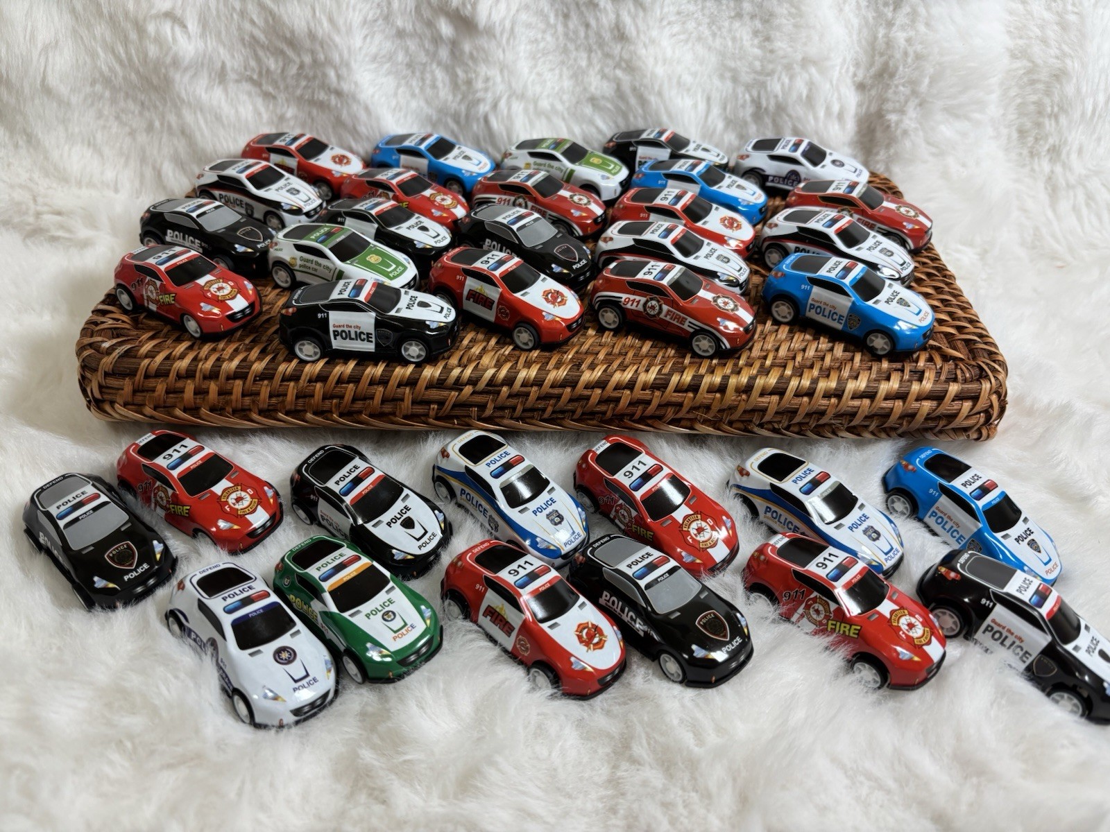 Die Cast Plastic And Metal Police and Fire Cars Lot Of 35