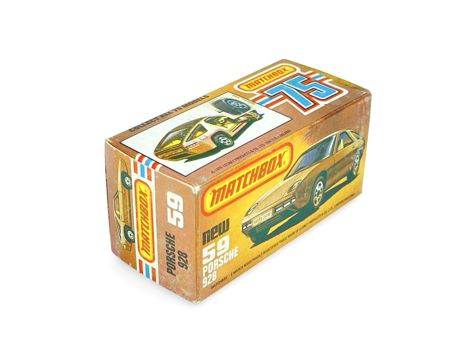 Matchbox Lesney Superfast MB59 Gold Porsche 928 w/Original L Box