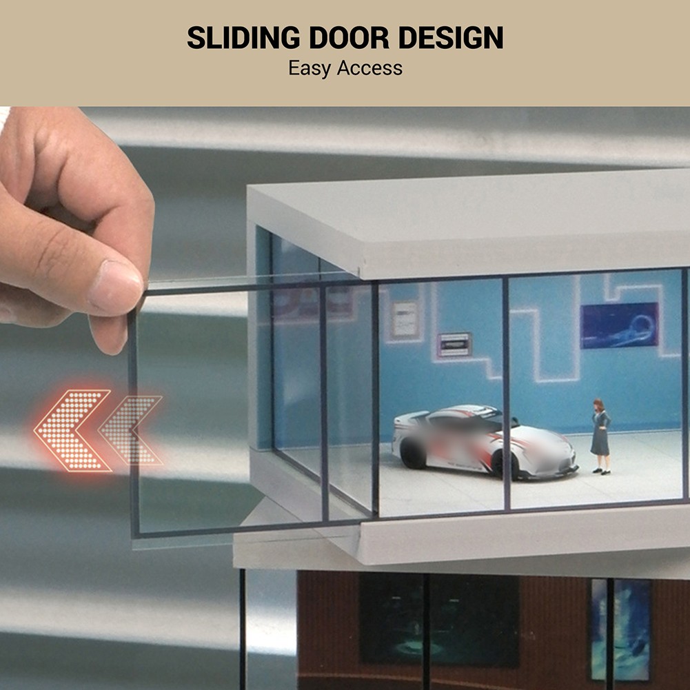 Display Case for 1/64 Diecast Model Car LED Light Showroom Scene Garage