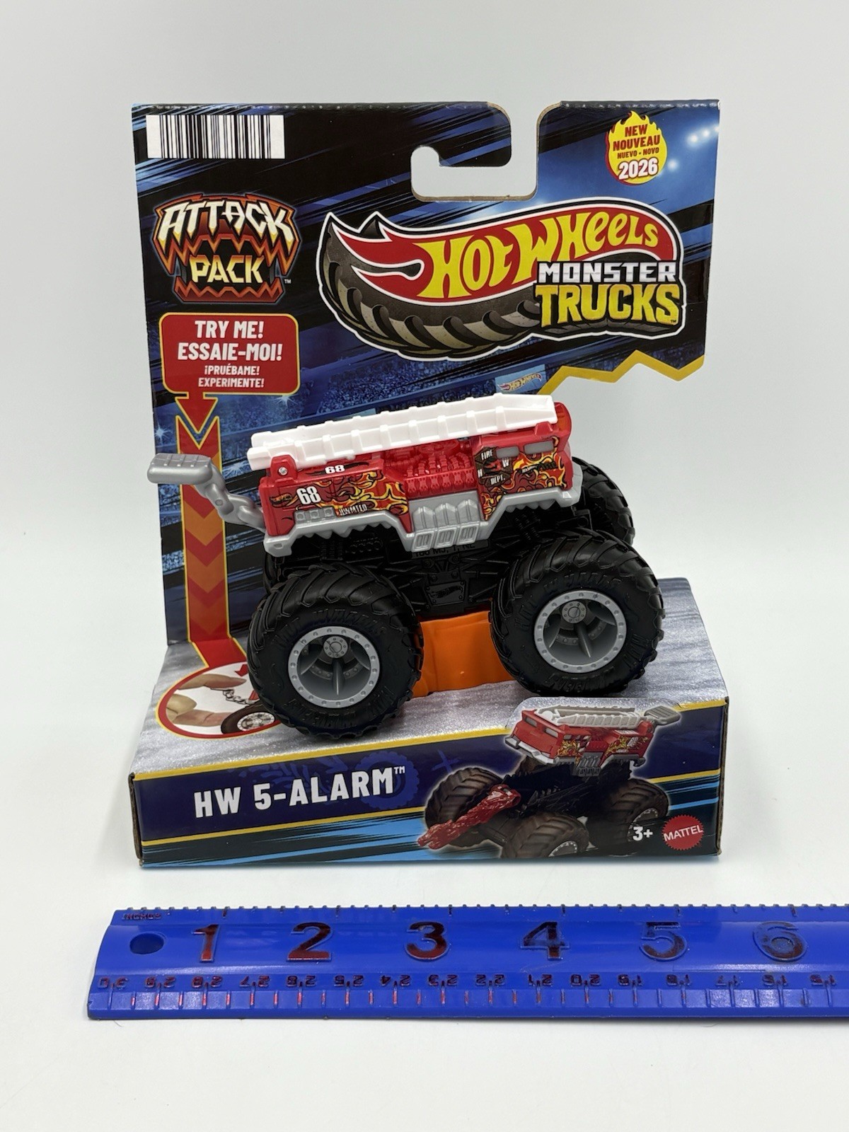 2026 Hot Wheels Monster Trucks Attack Pack HW 5-Alarm Red Fire Truck