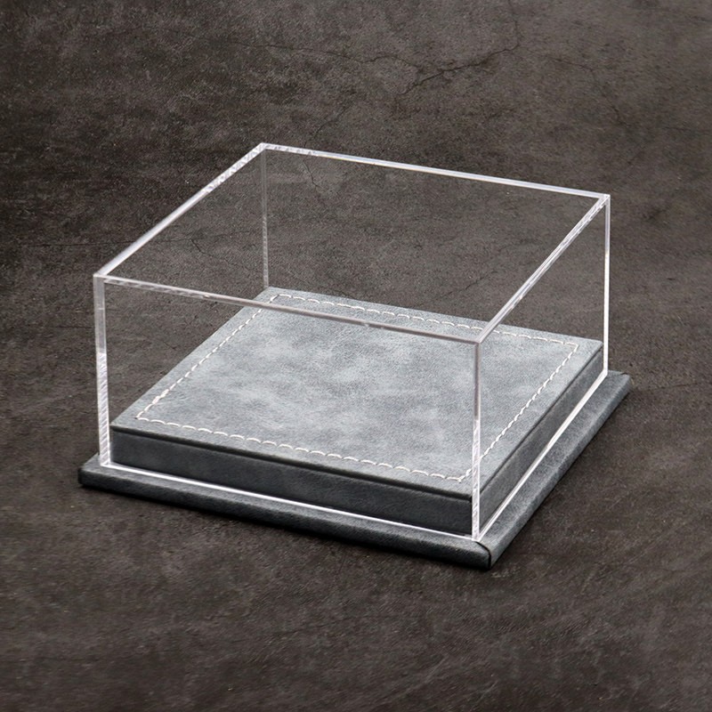 Diorama 1:64 Car Model Collection LED Display Case Leather Acrylic Dust Cover