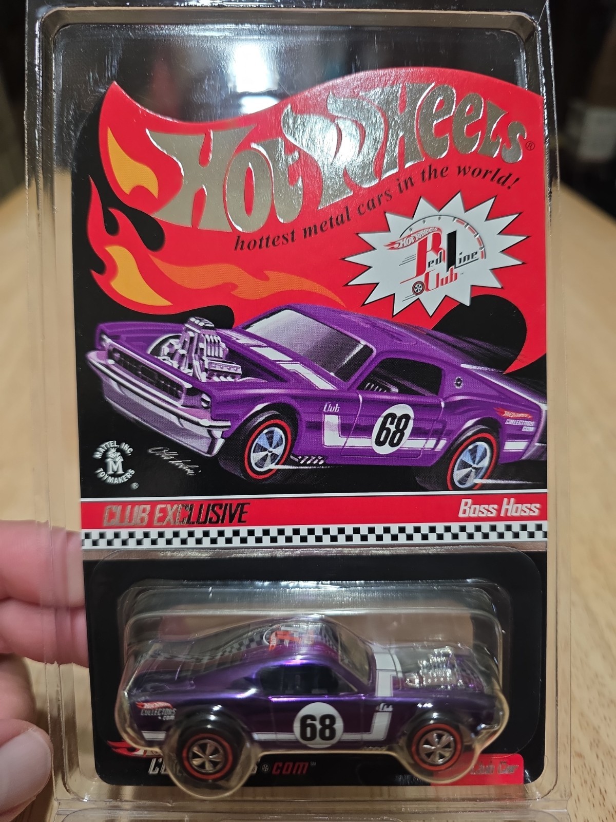 1968 Ford Mustang Boss Hoss Purple Hot Wheels Red Line Club RLC 2008 w Protector
