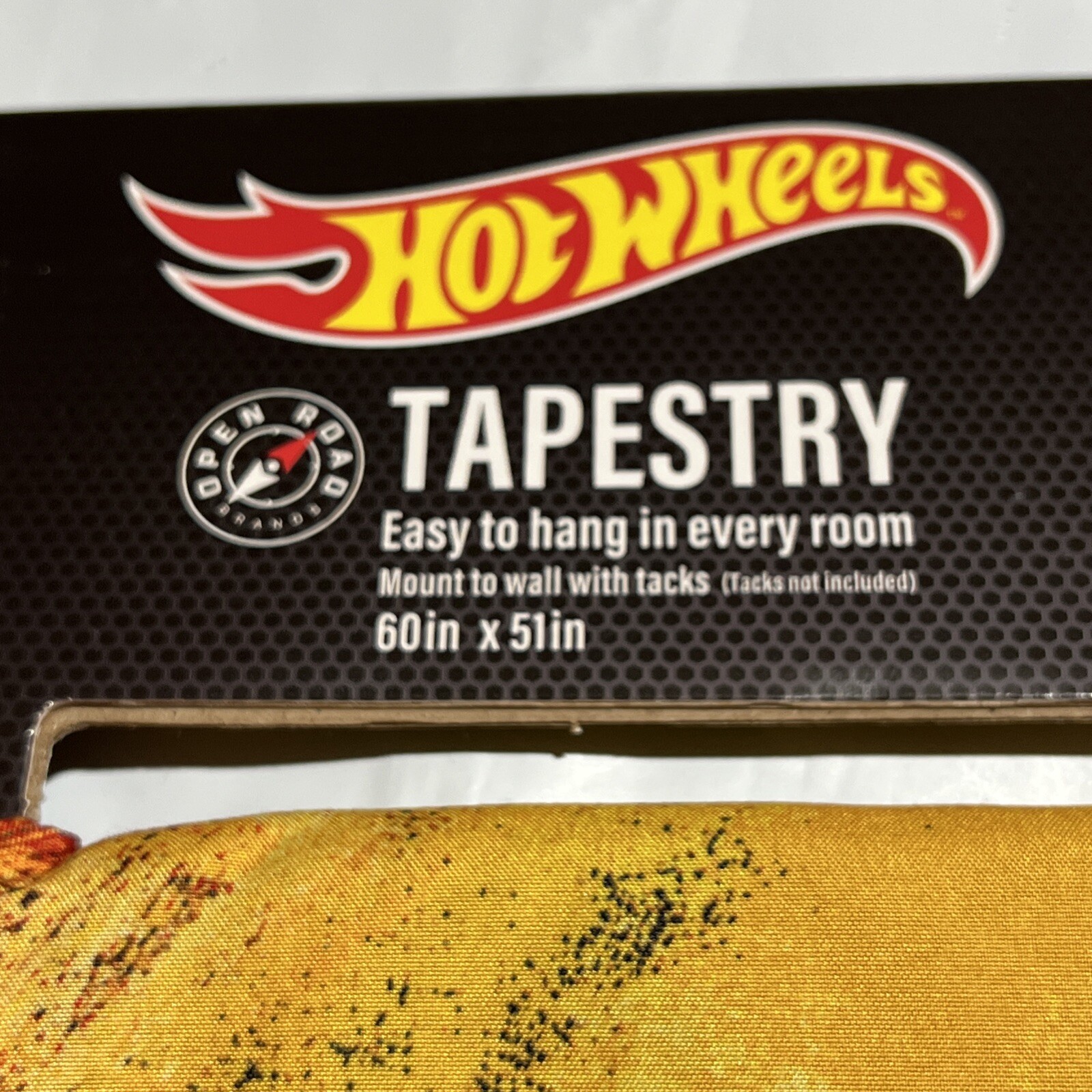 Hot Wheels Tapestry Wall Decor Hanging Man Cave Red Flames New 60” x 51”MSRP $59
