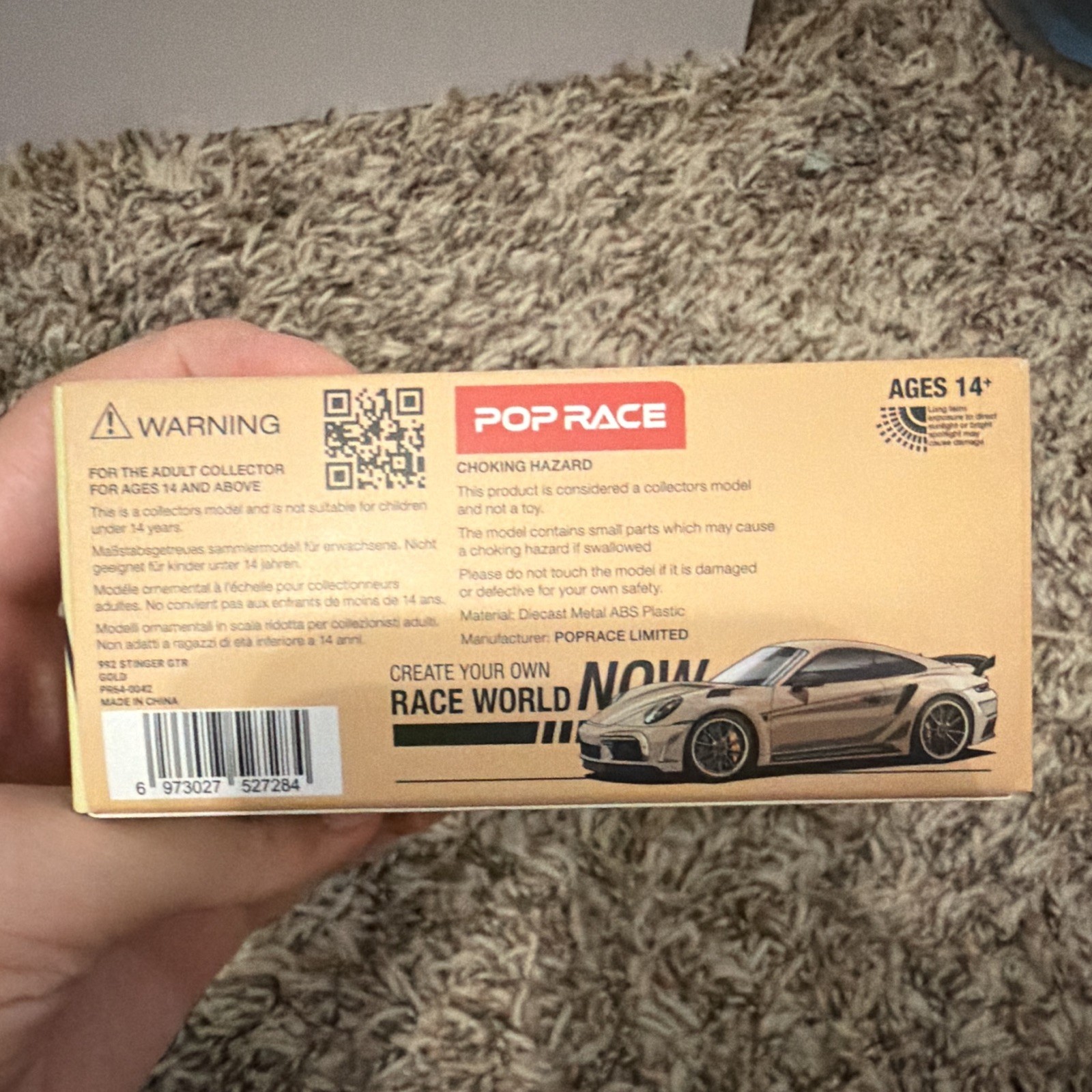 POP RACE Porsche 992 Stinger GTR Gold 1:64 Diecast Limited Ed PR64-42