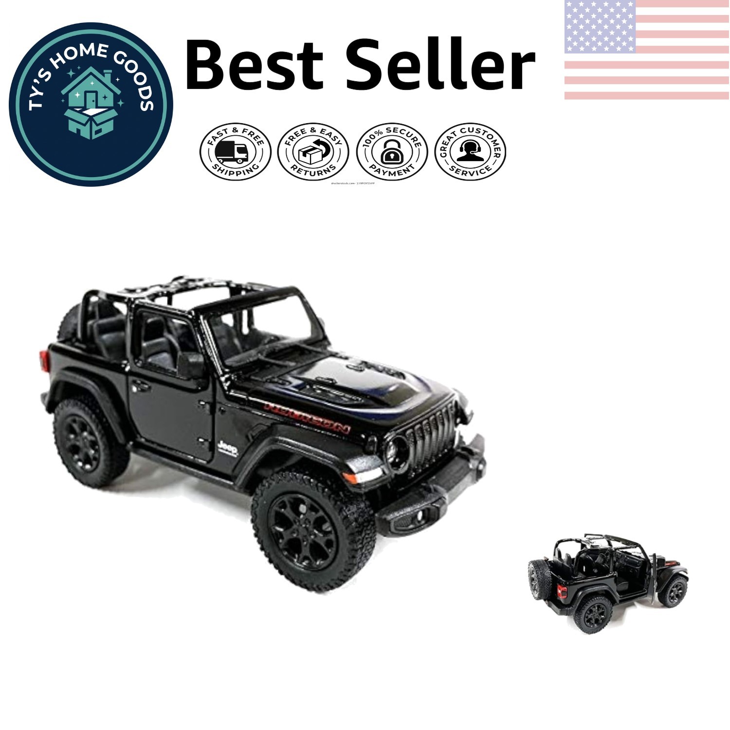5-Inch Pullback Action Jeep Wrangler Rubicon Die-Cast Toy Car for Adventurers