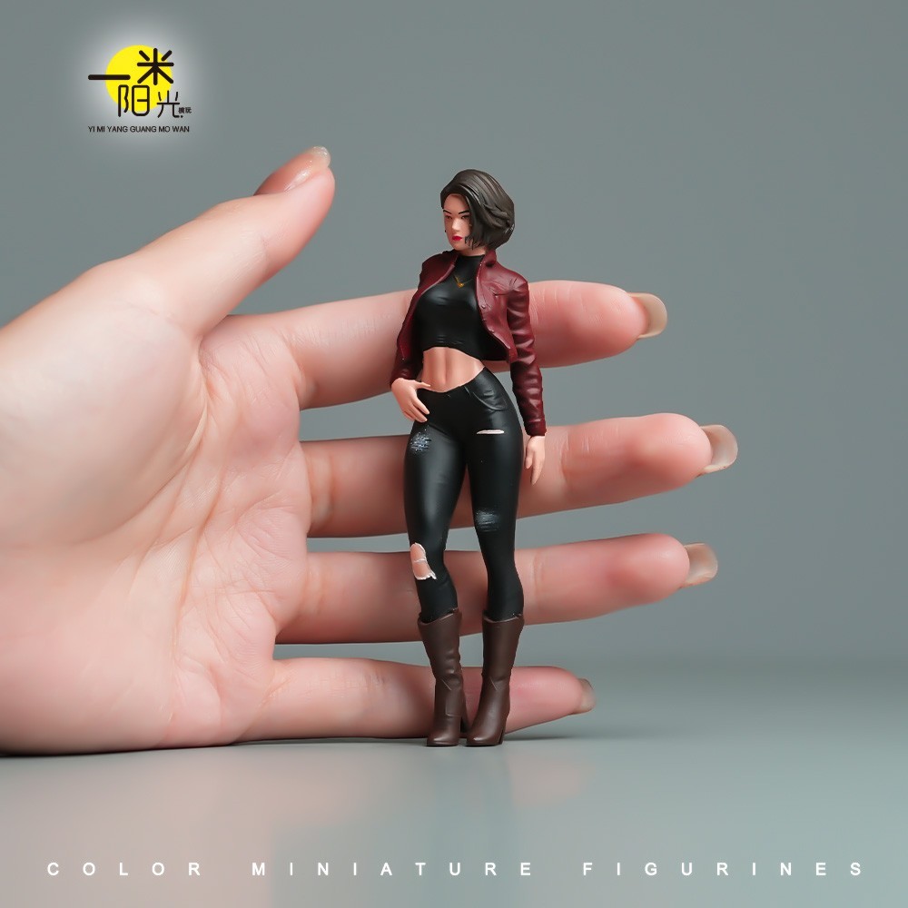 Miniature Figure Scene Props 1/18 Jacket Beauty Girl Diorama Resin Sculpt Model