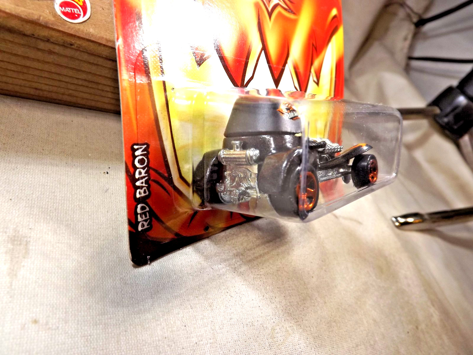 2010 Hot Wheels Halloween Fright Cars RED BARON Black w/Copper 5 Spoke Wheels