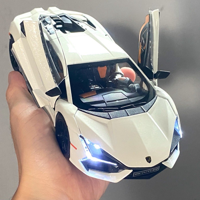 1:24 Lamborghini Revuelto Alloy Diecast-Cool Sound Light Pull-Back Car Toy Gift