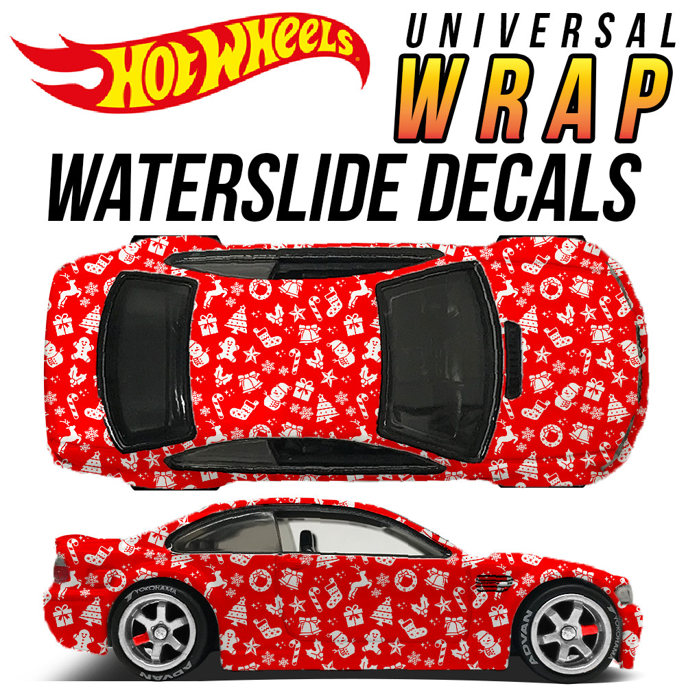 1/64 Scale CHRISTMAS WRAP Pattern Custom WaterSlide Decal for Hot Wheelz