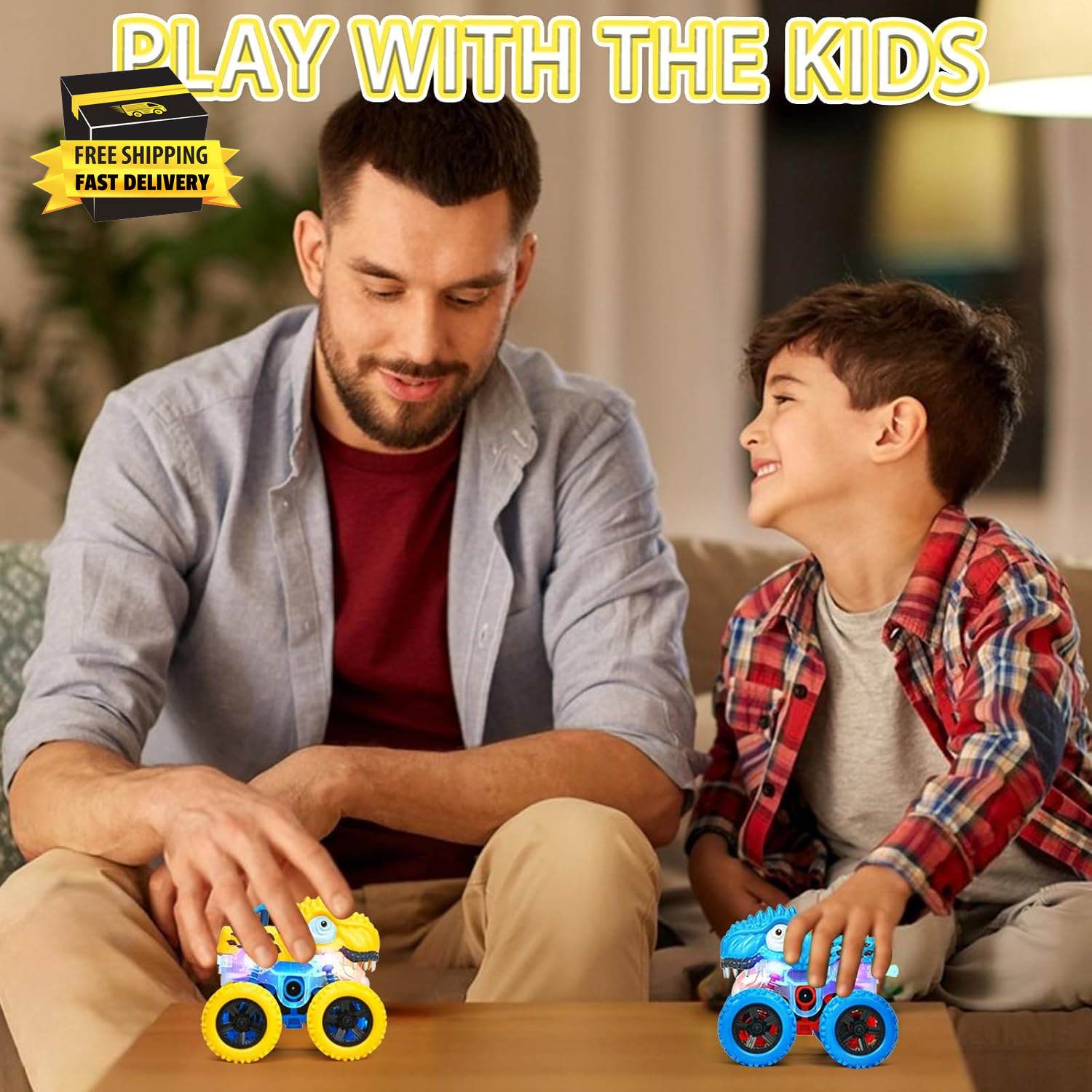 2-5 Years Old Boys Dinosaur Toy, Push and Pull Friction Dinosaur Monster Truck,